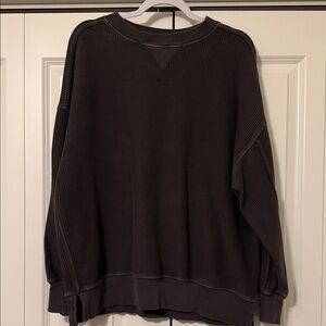 Aerie Dark Gray Oversized Crew Neck Sweater
